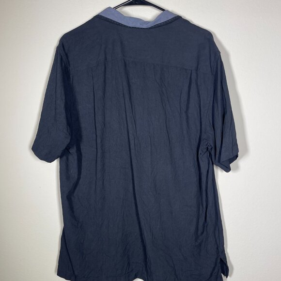 Nat Nast Shirt M 100% Silk Short Bowling Cuban American Fit Black Gray! - Picture 6 of 6